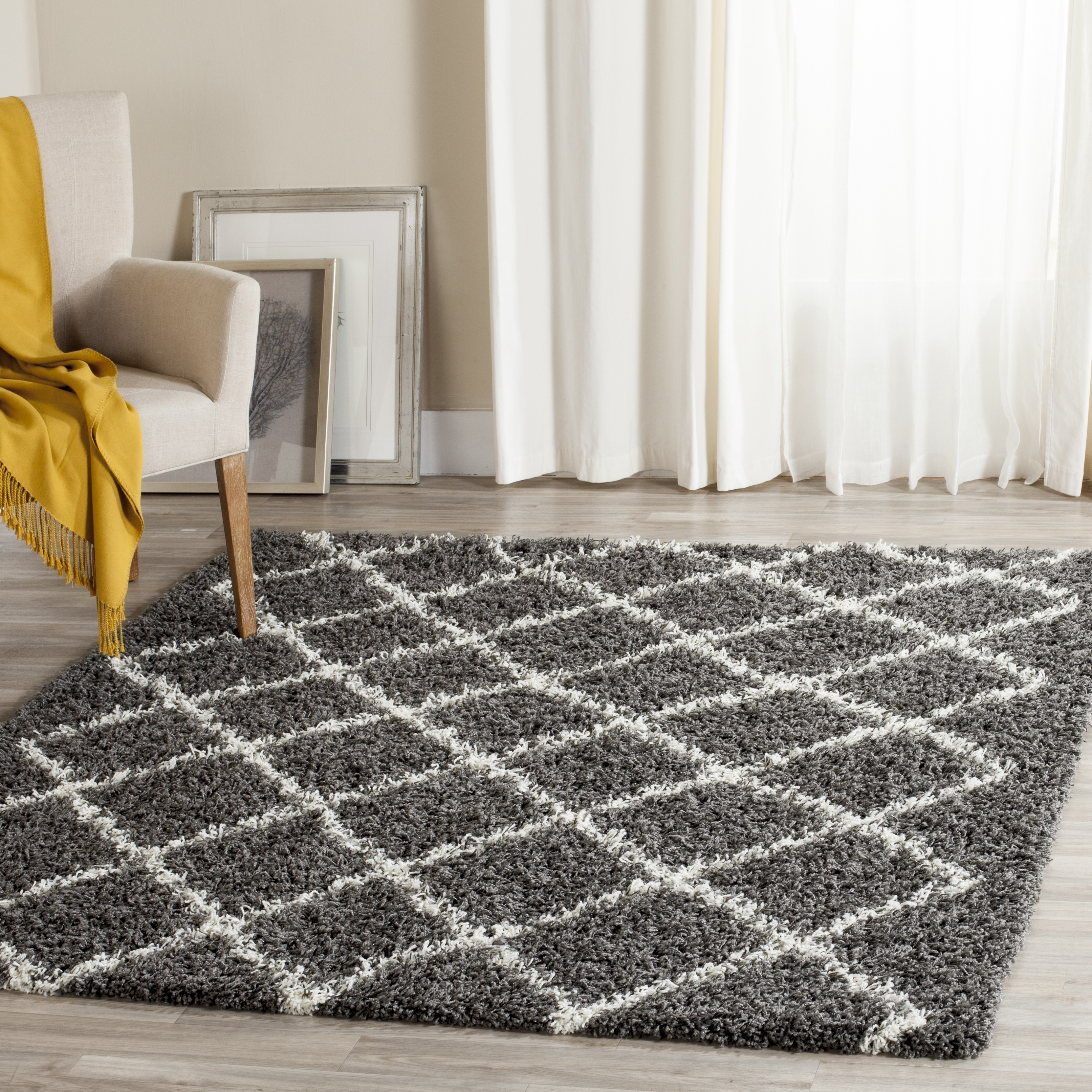 Arlo Home Woven Area Rug, SGD258A, Dark Grey/Ivory,  6' X 6' Square - Image 1