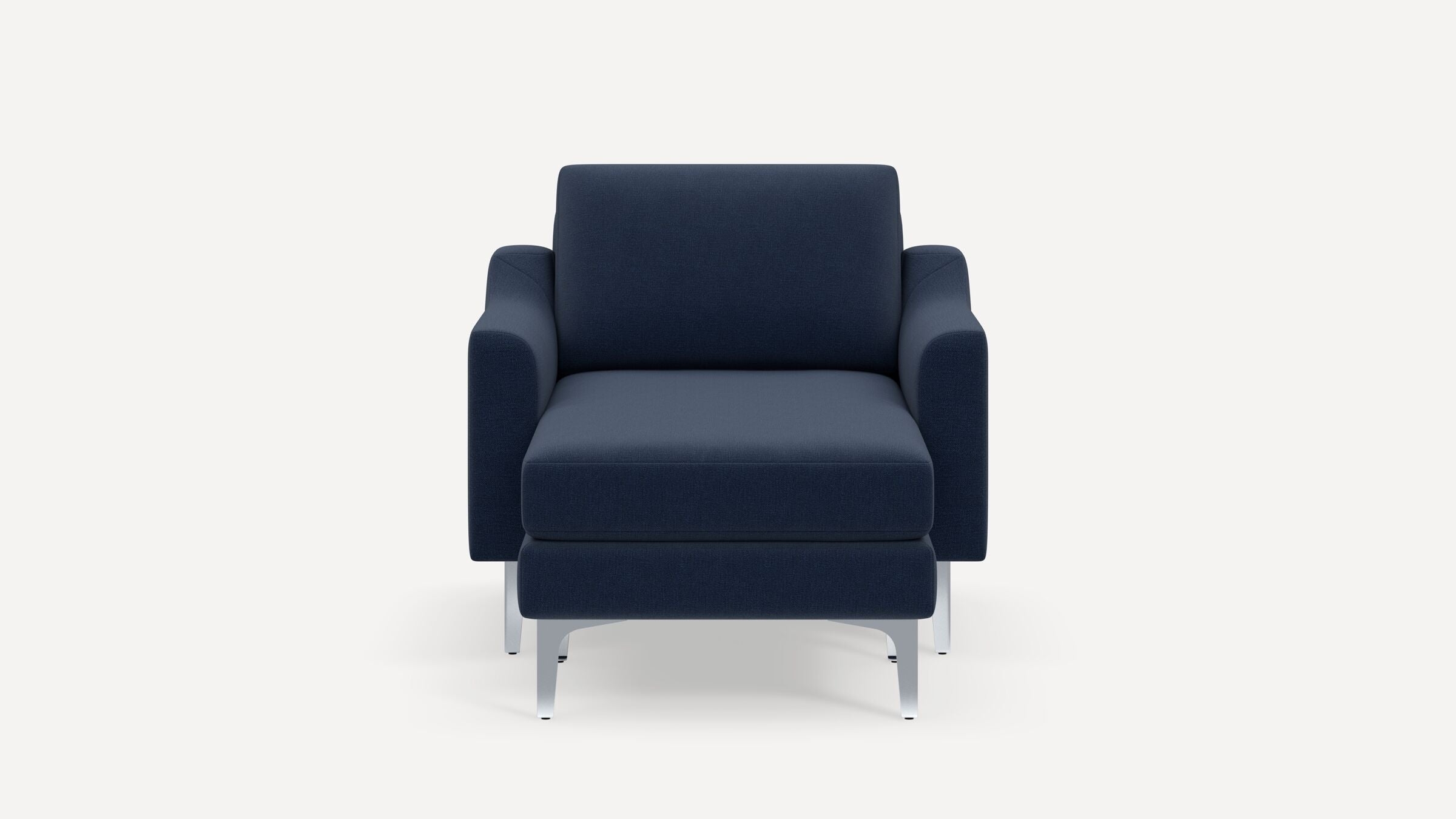 Nomad Armchair with Chaise - Navy Blue - Performance Flatweave / Chrome - Metal / Slope - Image 0