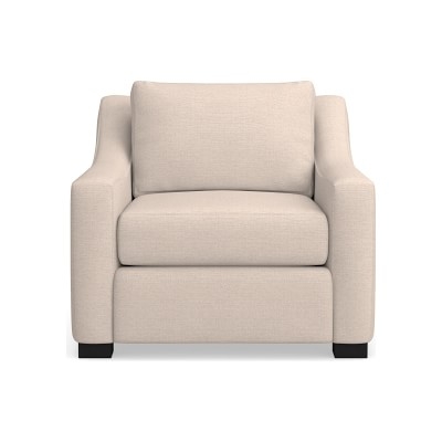 Ghent Slope Arm Club Chair, Down Cushion, LIBECO Belgian Linen, Oatmeal, Ebony Leg - Image 0
