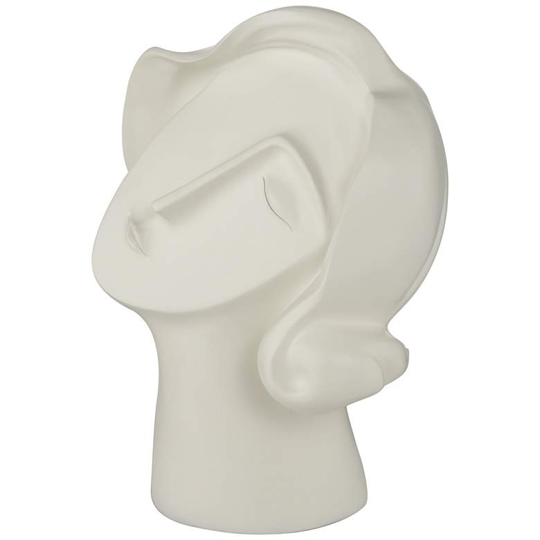 Woman Head Matte High Bust Sculpture, White, 12" - Image 6