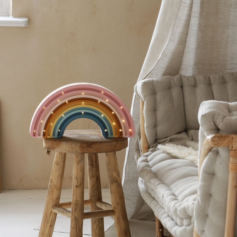 Little Lights Retro Rainbow Kids Wood Table Lamp - Image 1