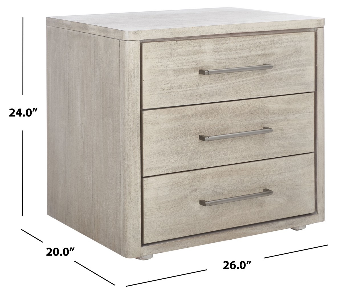 Rosey 3 Drawer Wood Nightstand - Light Grey - Image 9
