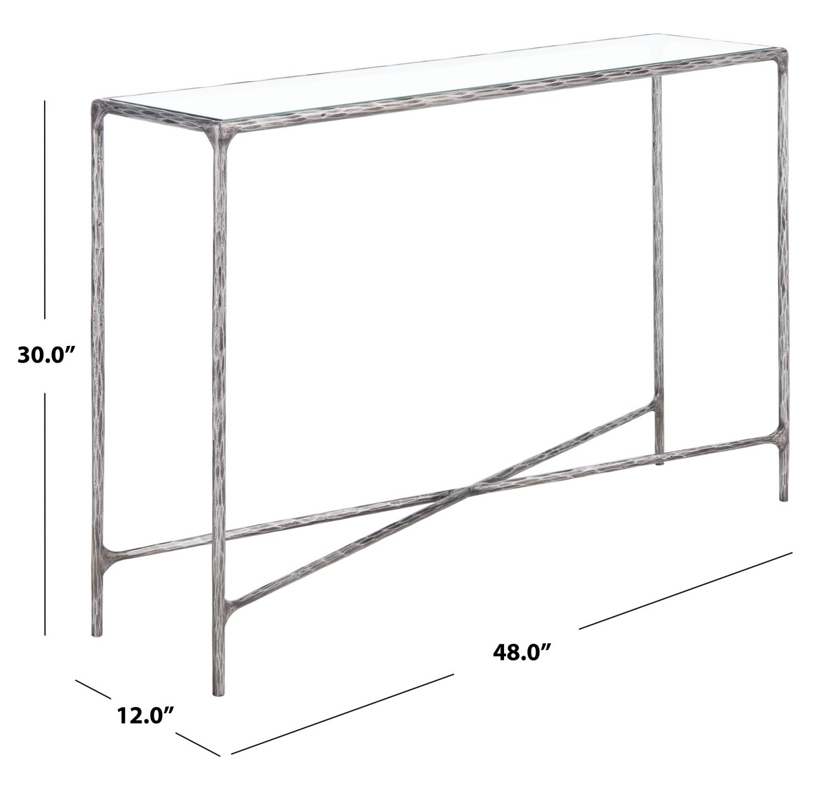 Jessa Forged Metal Rectangle Console Table - Silver - Image 6