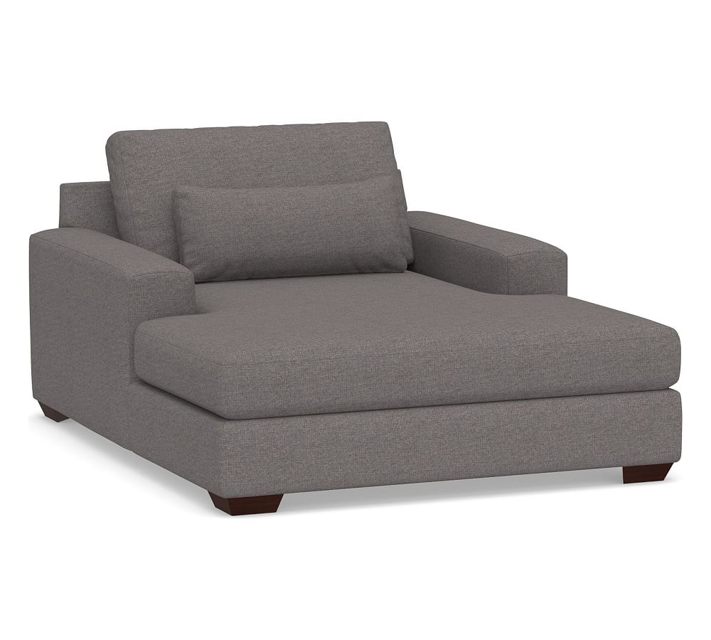 Big Sur Square Arm Upholstered Deep Seat Grand Chaise, Down Blend Wrapped Cushions, Brushed Crossweave Charcoal - Image 0