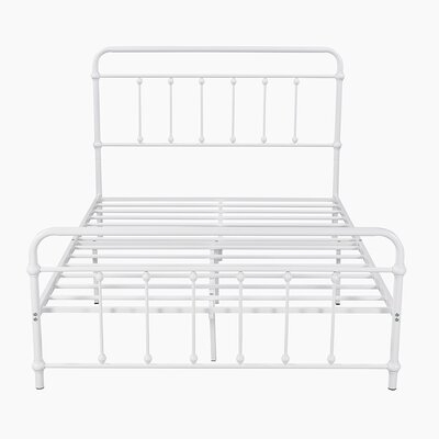 Full Metal Platform Bed With, Iron Bed Frame For Bedroom, No Box Spring Needed ,Silver - Image 0