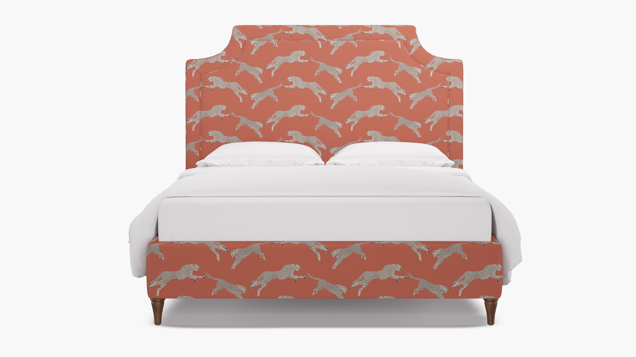 Deco Bed, Henna Cheetah, Walnut Decorative Tapered Leg, Twin - Image 0