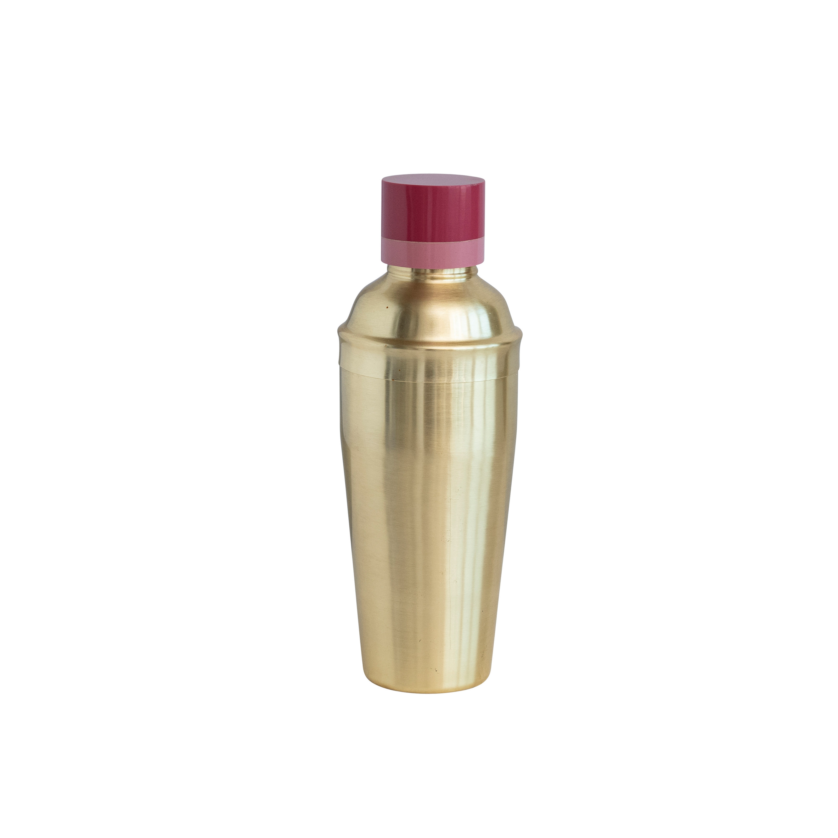 Mid-Century Stainless Steel Cocktail Shaker with 2-Tone Resin Lid, Gold Finish - Image 0