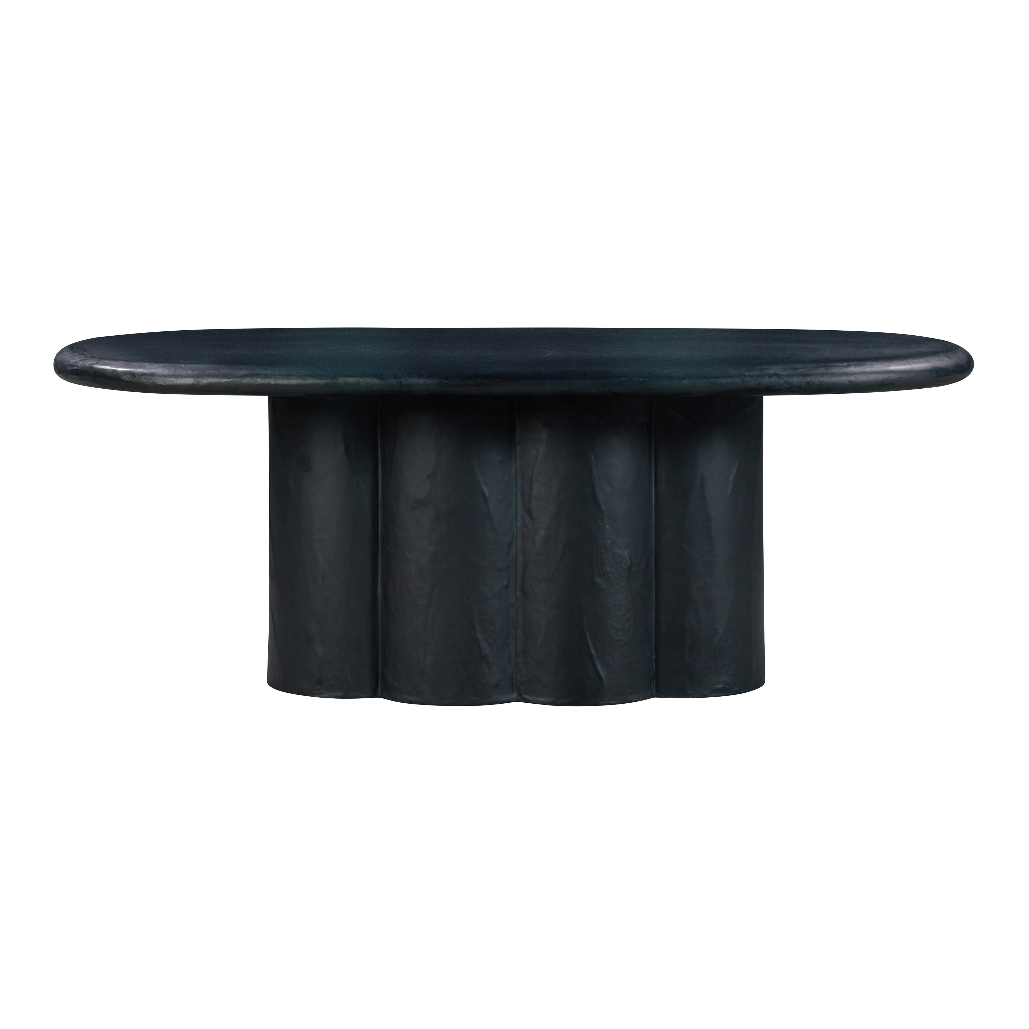 Elika Black Faux Plaster Oval Dining Table - Image 1