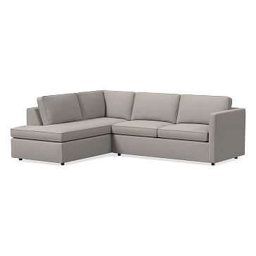 Harris Sectional Set 36: Petite RA 65" Sofa, Petite LA Terminal Chaise, Poly, Performance Velvet, Silver, Concealed Supports - Image 0