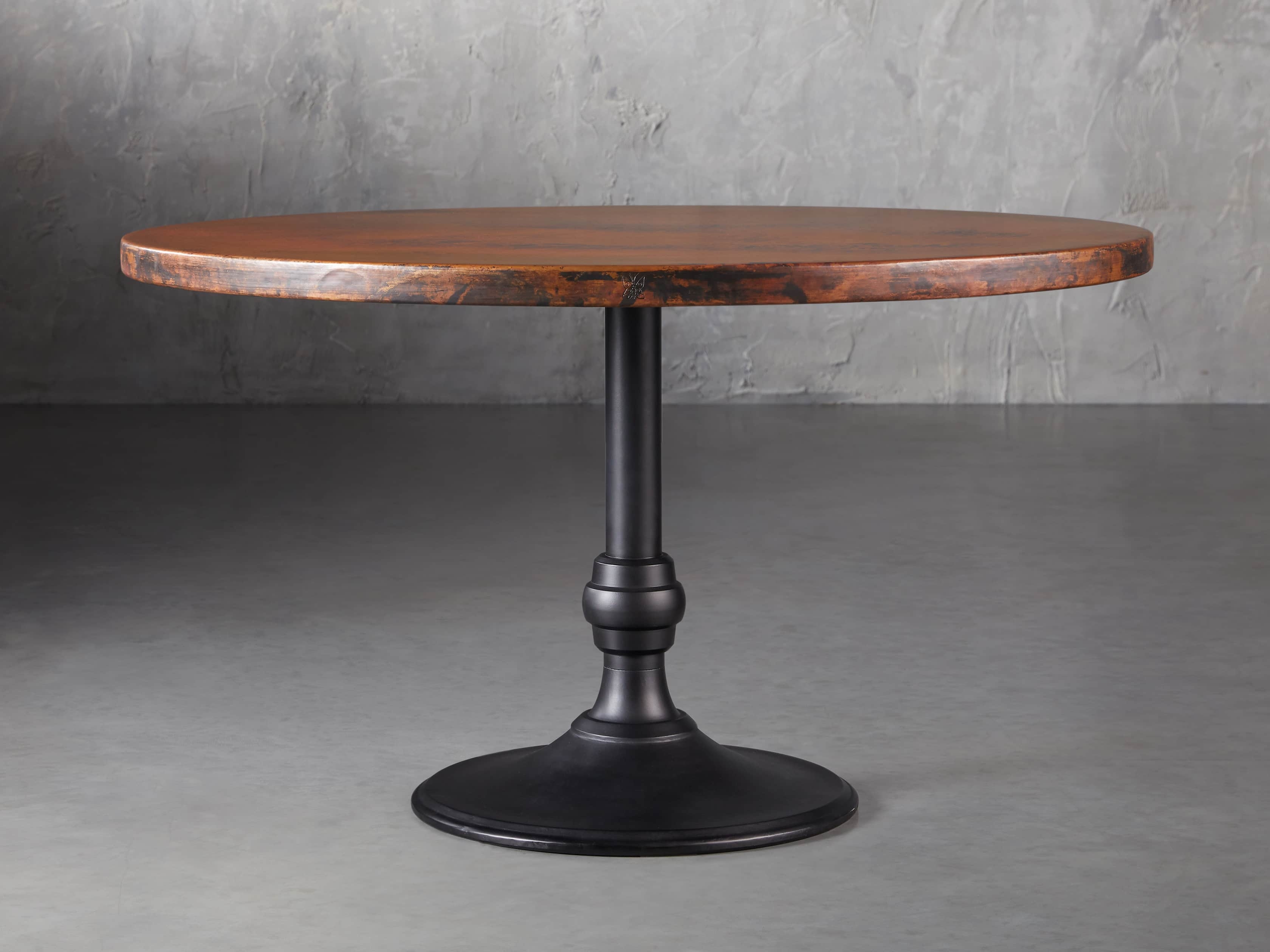 Recycled Metal Dining Table with Wade Base in 100% Copper 48" Orange  Black  - Image 0
