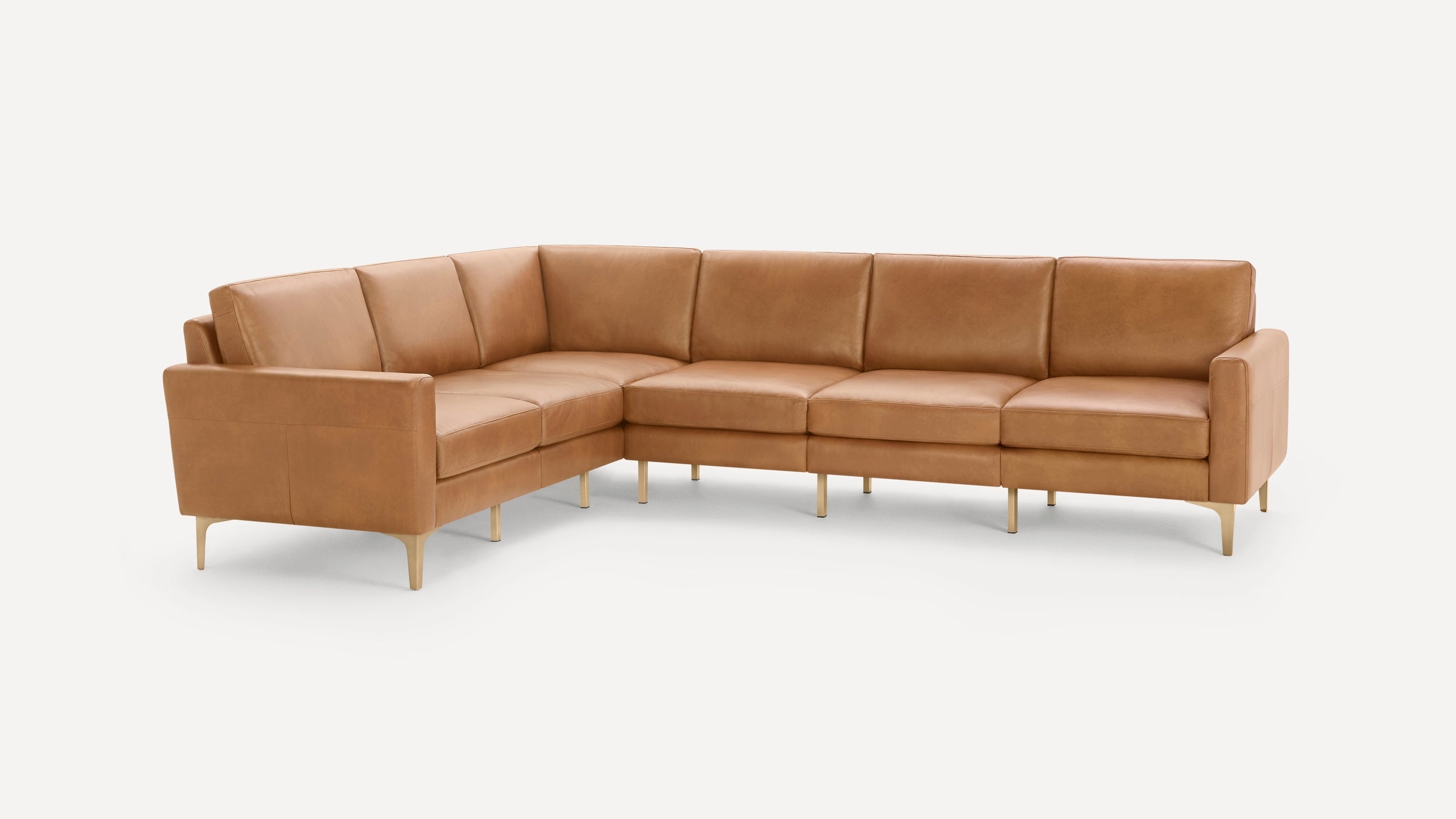 Nomad Leather 6-Seat Corner Sectional - Camel - Top Grain Leather / Black - Metal / Block - Image 2