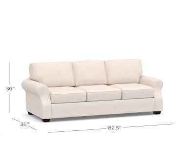 SoMa Fremont Roll Arm Upholstered Grand Sofa 81", Polyester Wrapped Cushions, Performance Heathered Basketweave Platinum - Image 5