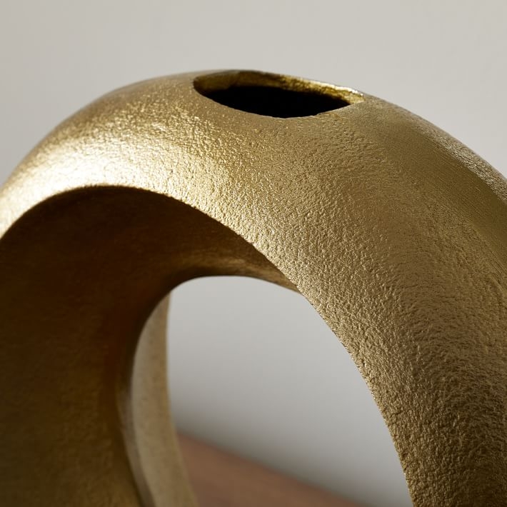 Metal Pebble Vase, Brass, Loops - Image 1