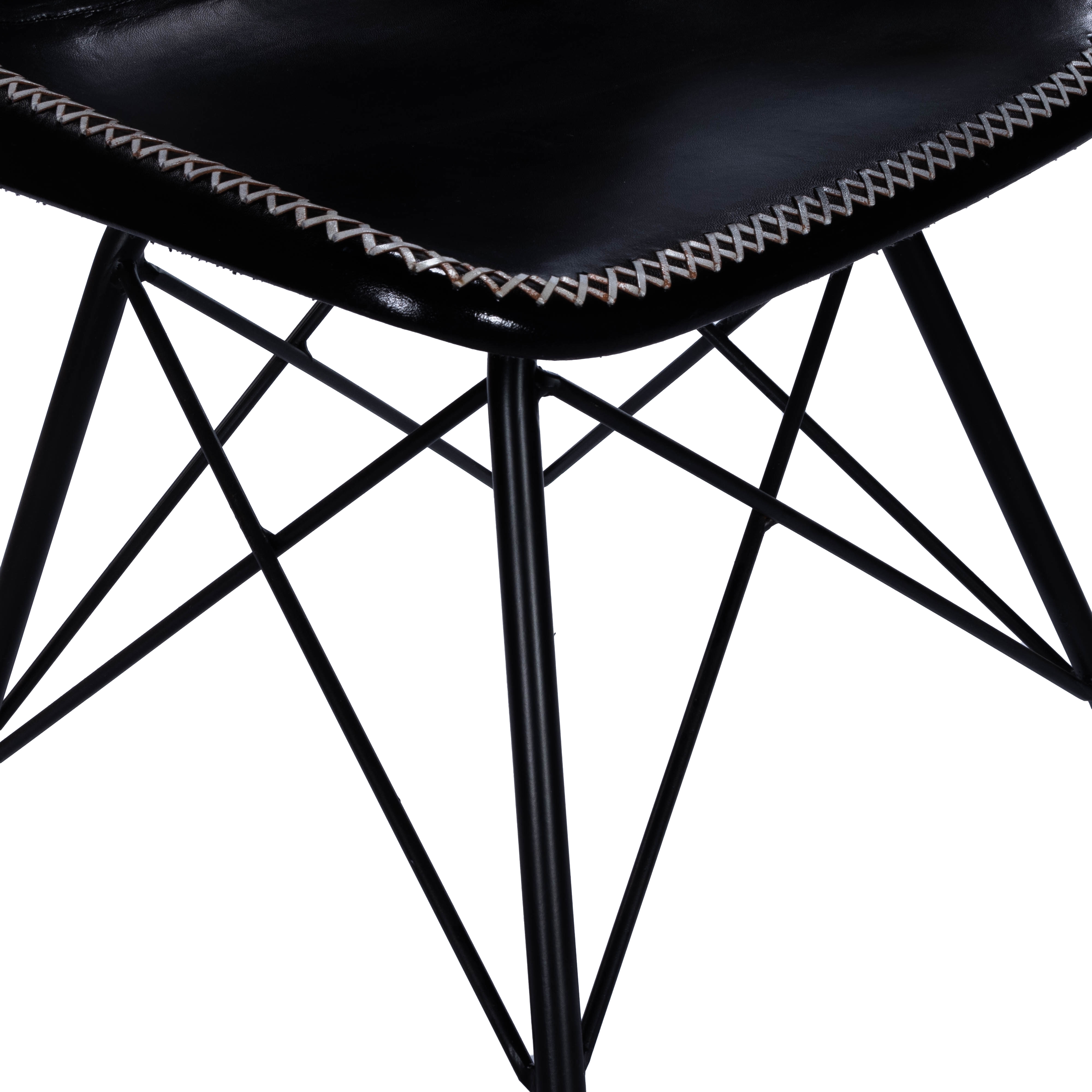 Inland Black Leather Side Chair - Image 3