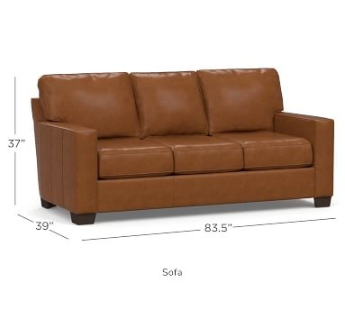 Buchanan Square Arm Leather Sofa, Polyester Wrapped Cushions, Churchfield Chocolate - Image 2