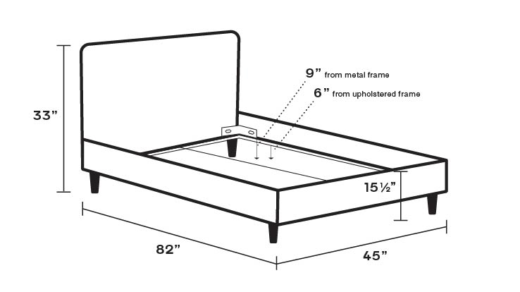 Mid-Century Platform Bed, Snow Bouclé, Espresso, Twin - Image 1