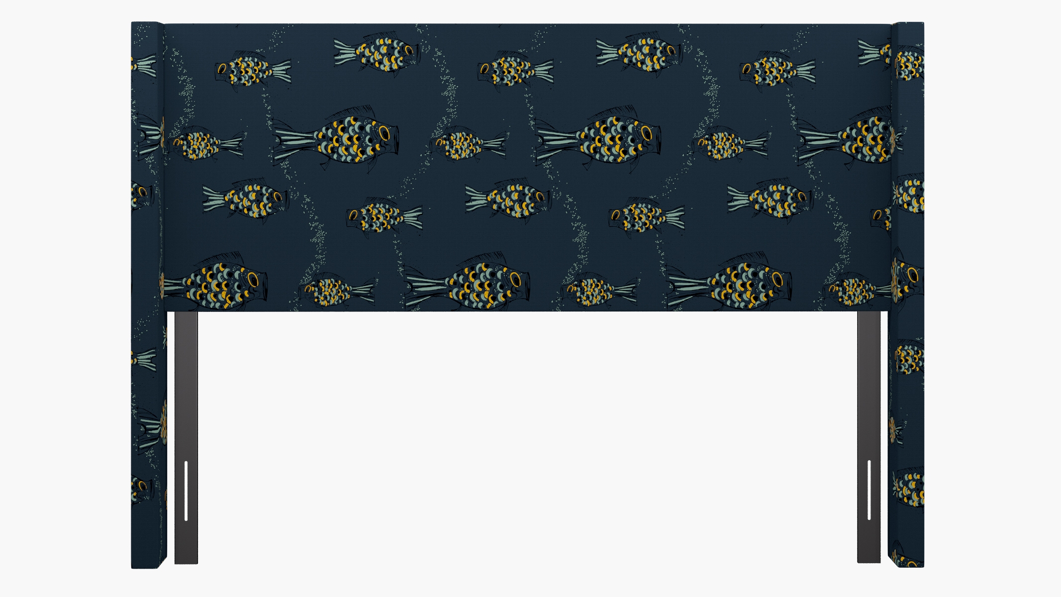 Modern Wingback Headboard, Indigo Sakana, King - Image 1