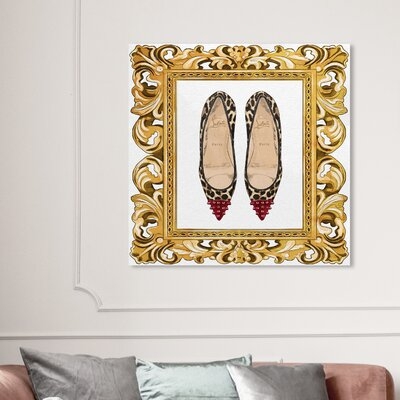Rococco Leopard Heels Framed Graphic Art Print on Wrapped Canvas - Image 0