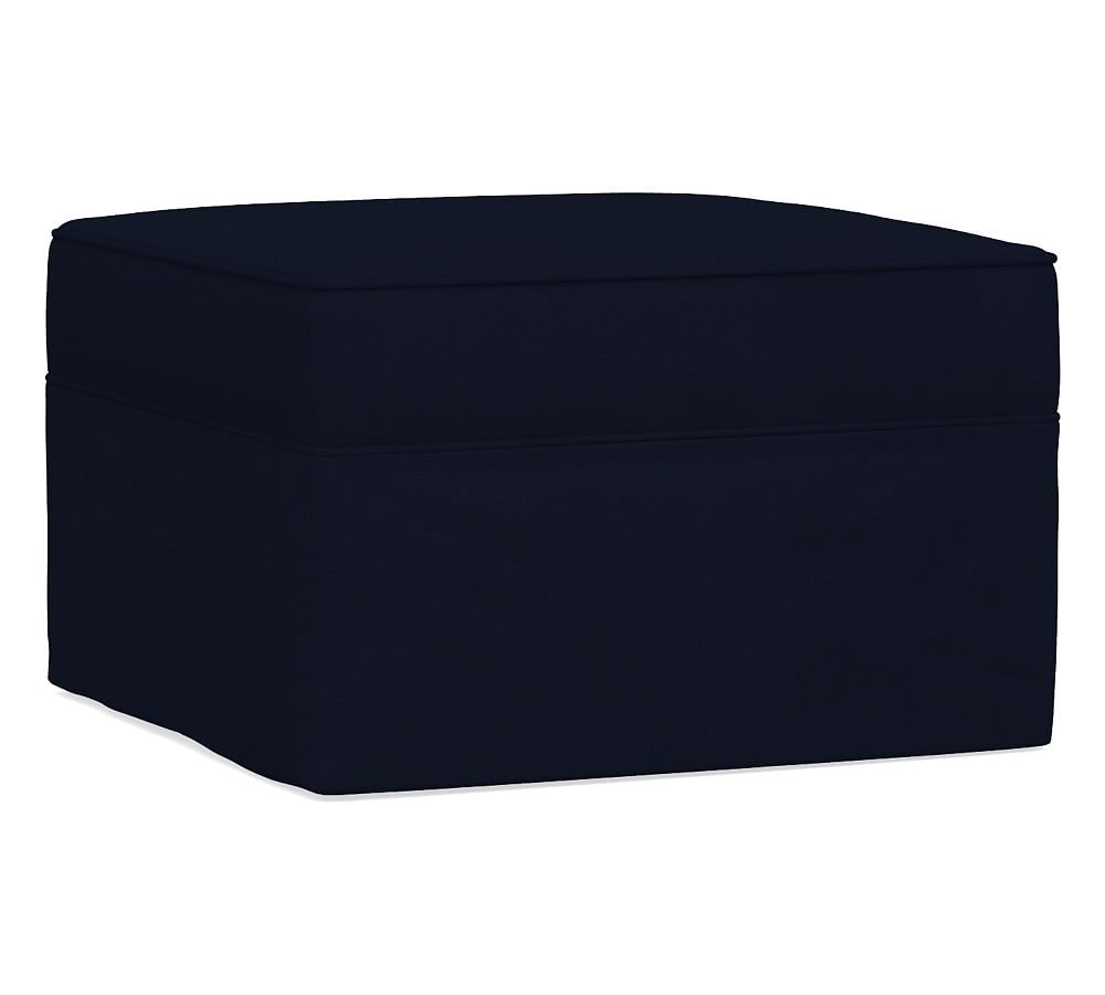 Pearce Slipcovered Sectional Ottoman, Polyester Wrapped Cushions, Performance Everydaylinen(TM) Navy - Image 0