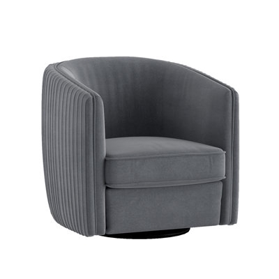 Mabelene Pleated Velvet Swivel Chair With Reversible Seat Cushion - Image 0