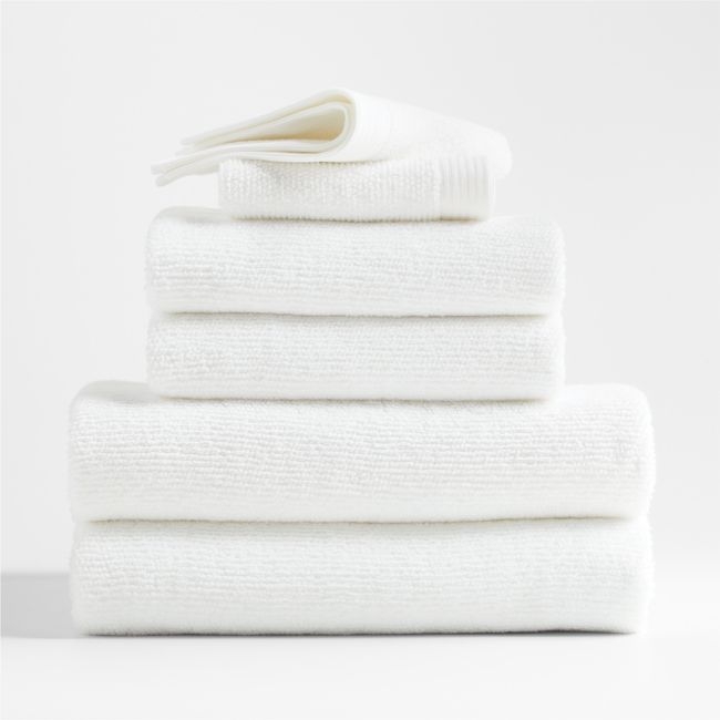 Antimicrobial Organic Cotton Bright White Bath Towels, Set of 6 - Image 0