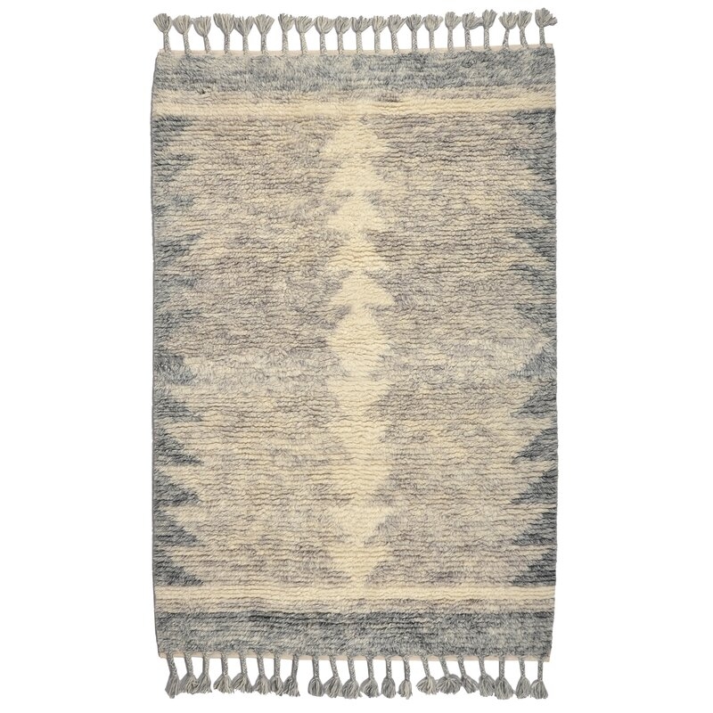 LOOMY Tree Hugger Handmade Handwoven Wool/Cotton Blue/Gray/Ivory Area Rug - Image 0
