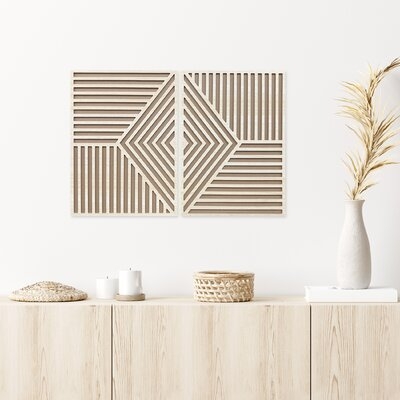 2 Piece Natural Wood Geomtric Wall Art - Image 0