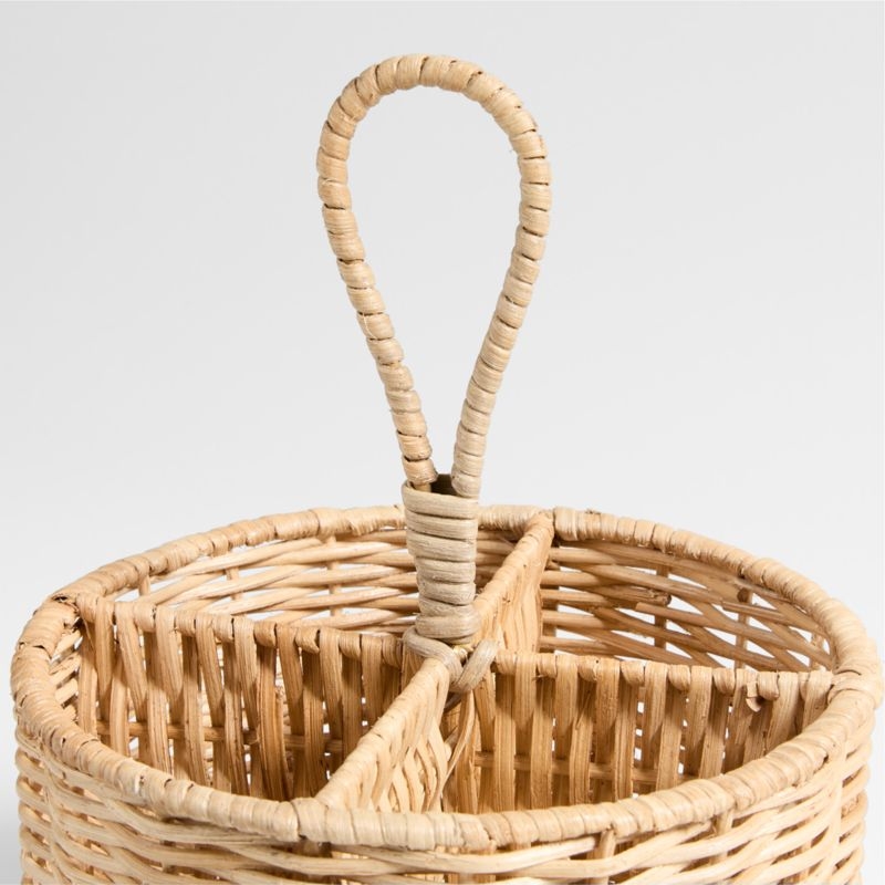 Woven Fiber 8" Flatware Caddy with Handle - Image 2