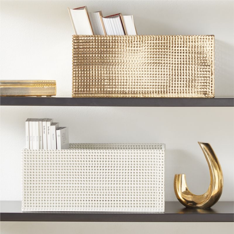 Tegan Brass Perforated Metal Storage Basket - Image 4