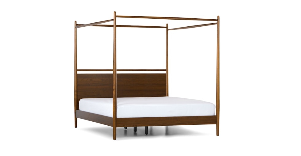 Lenia King Canopy Bed - Walnut - Image 0