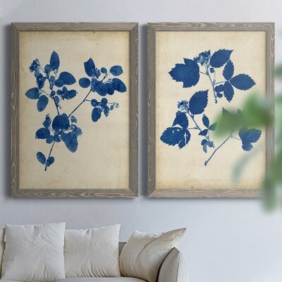 Indigo Leaf Study VPremium Framed Canvas - Ready To Hang - Image 0