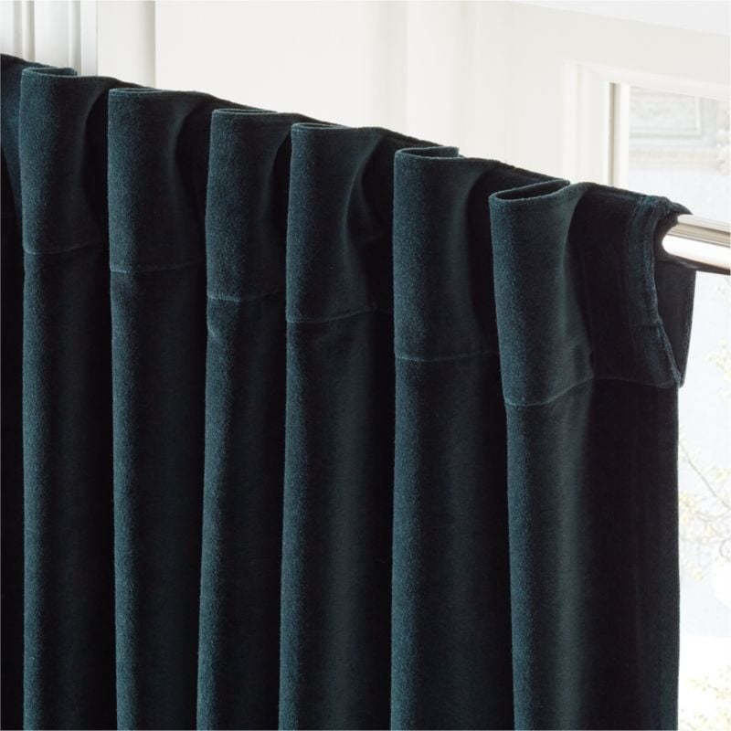 Velvet Dark Green Curtain Panel, 48"X96" - Image 1