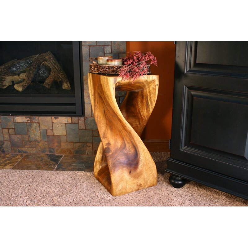 Croker Solid Wood Abstract End Table, Walnut - Image 2
