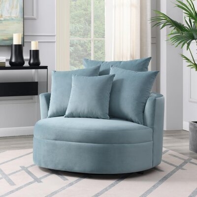360° Swivel Barrel Chair With 4 Movable Pillows, Modern Velvet Leisure Chair Round Accent For Living Room - Image 0