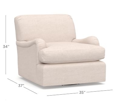 Carlisle Upholstered Tightback Swivel Armchair, Down Blend Wrapped Cushions, Park Weave Oatmeal - Image 0