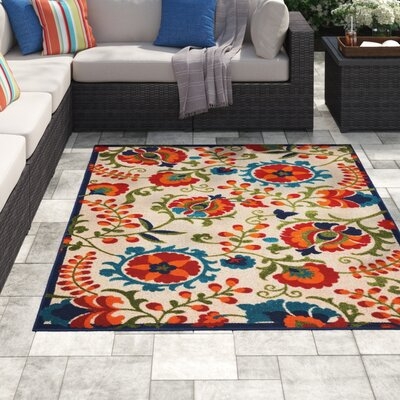 Lahaina Floral Ivory/Red/Green Indoor / Outdoor Area Rug - Image 0