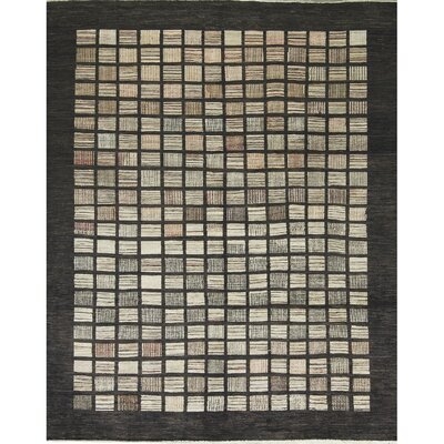 One-of-a-Kind Hand-Knotted Black/Gray 7'10" x 9'7" Wool Area Rug - Image 0