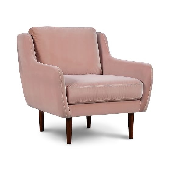 Rory Chair Pink Velvet Walnut - Image 0