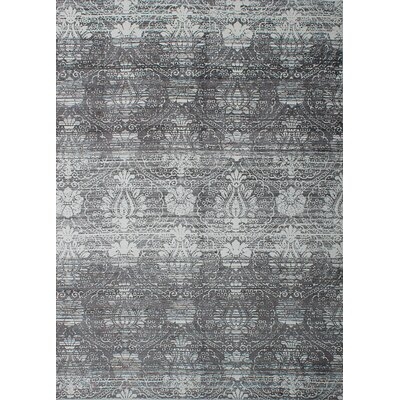One-of-a-Kind Hannon Hand-Knotted Galleria Cream/Dark Gray 7'10" x 11' Viscose Area Rug - Image 0