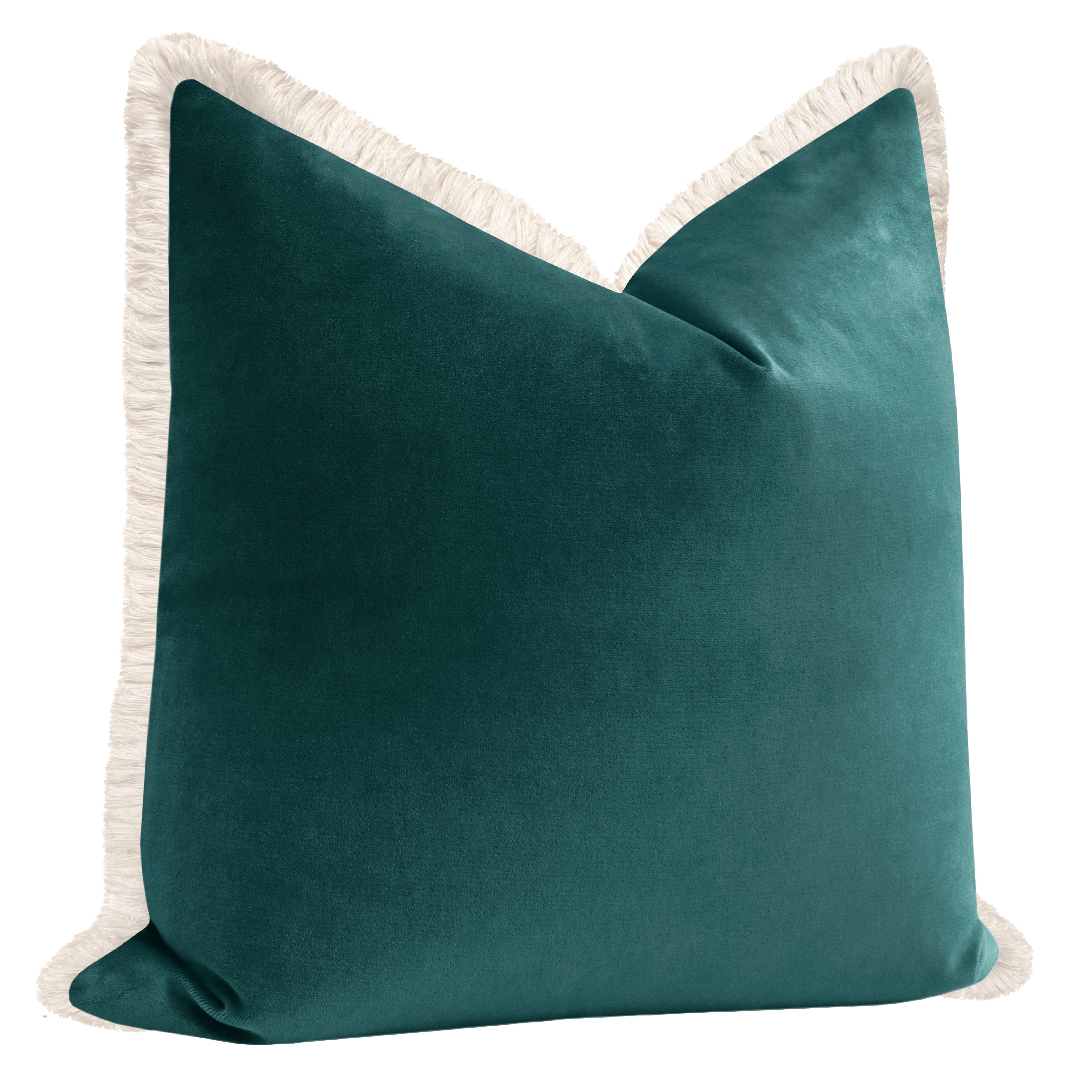 SOCIETY VELVET // PEACOCK + FRINGE - Sample 4" X 4" / Natural Fringe - Image 1