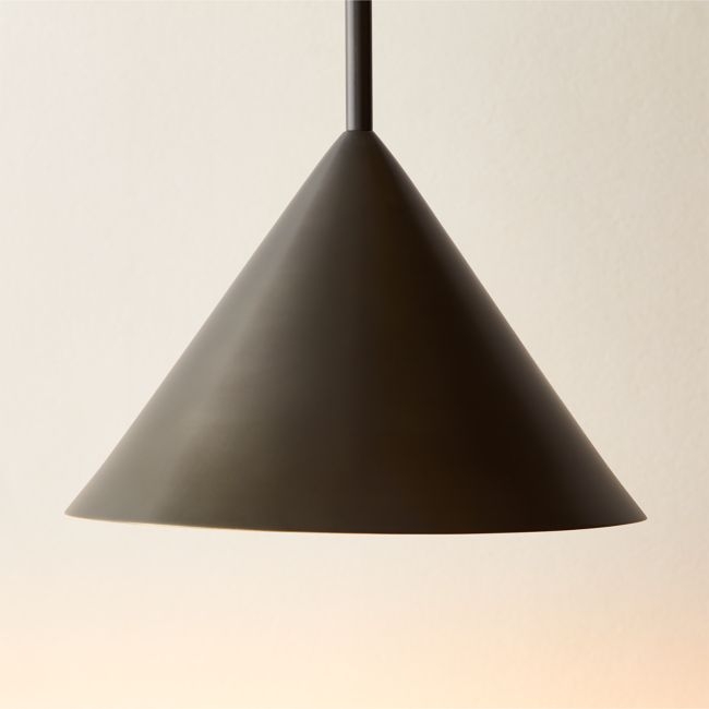 Tolio Blackened Brass Conical Pendant Light - Image 0