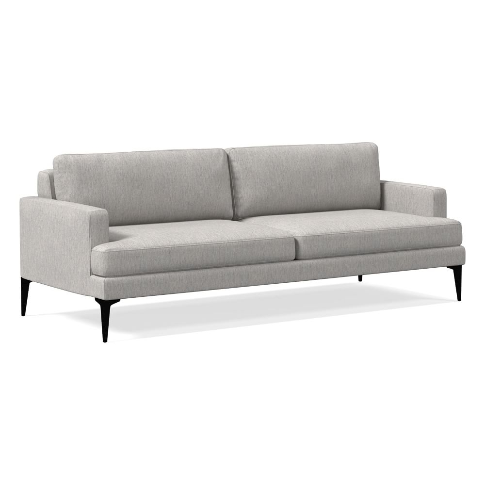 Andes 86" Multi-Seat Sofa, Petite Depth, Performance Coastal Linen, Storm Gray, Dark Pewter - Image 0