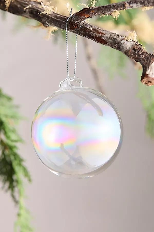 Clear Iridescent Glass Globe Ornament - Image 0