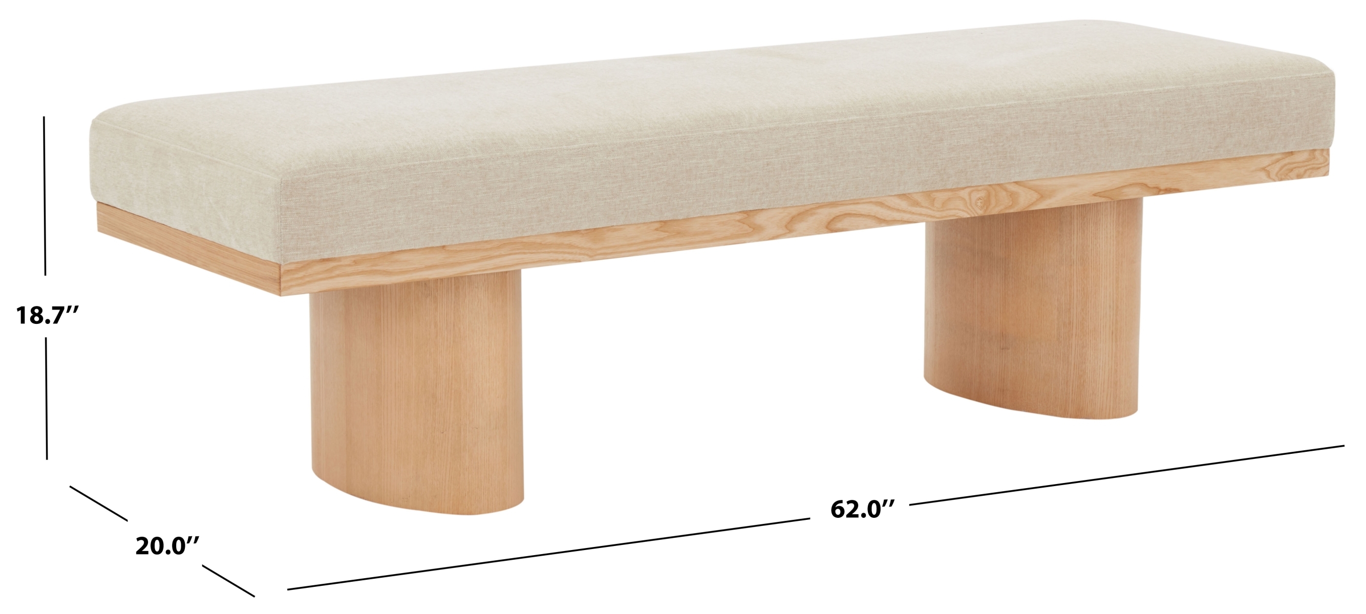 Maribelle Linen & Wood Bench - Beige/Natural - Image 5