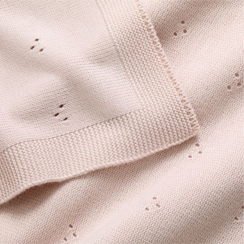 Pointelle Knit Mauve Rose Baby Stroller Blanket - Image 3