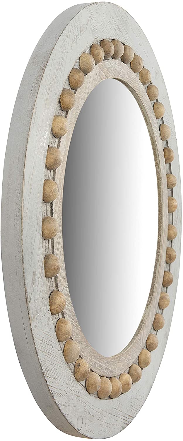 Round Decorative Wood Wall Mirror, 24.75" - Image 1