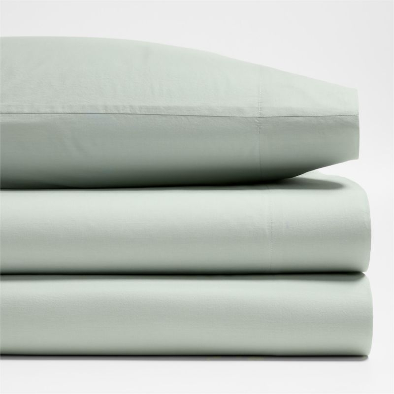 Cozy Cloud Muted Teal Washed Organic Cotton Kids Full Sheet Set - Image 2