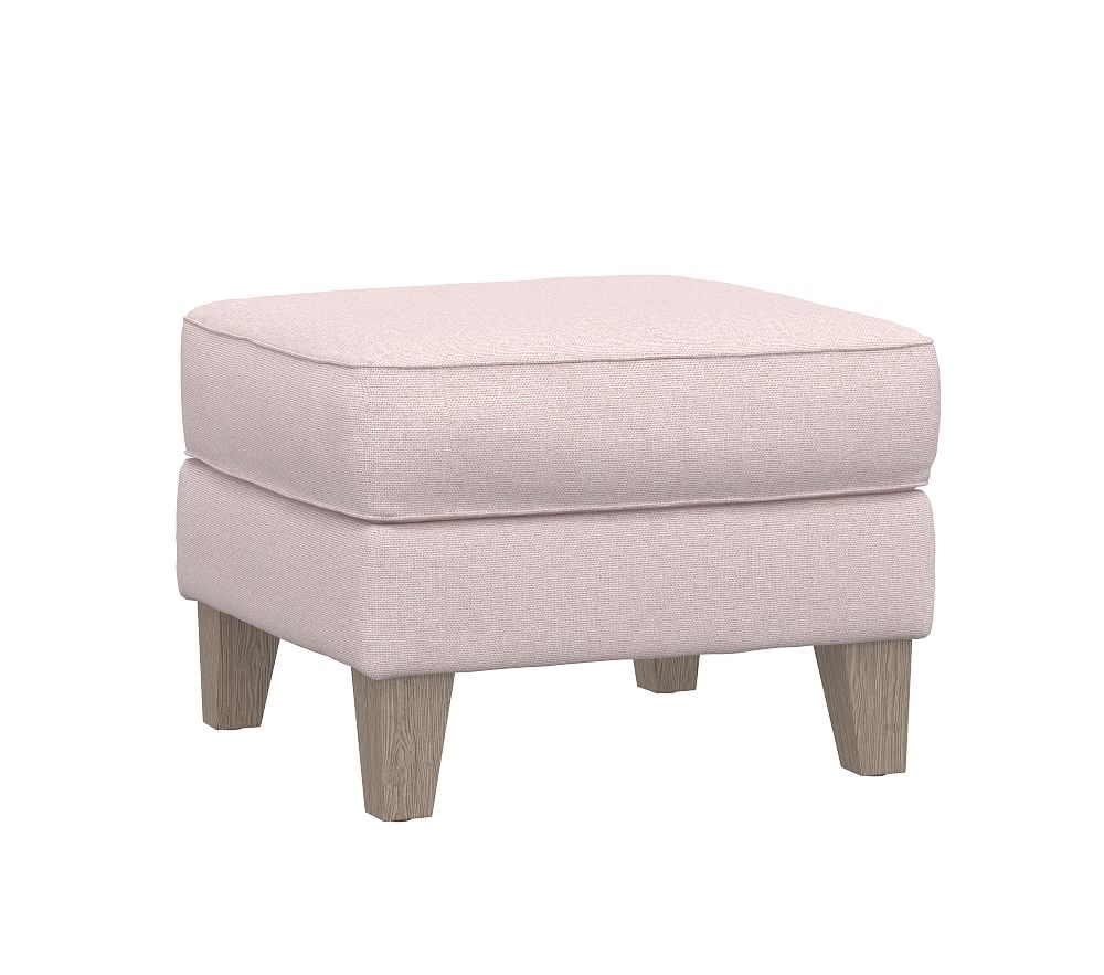 Charleston Ottoman Performance Heathered Basketweave Blush - Image 0