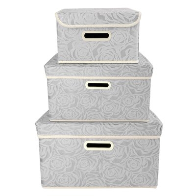 Non-Woven Folding Rose Pattern Storage Box(Set Of 3) - Image 0