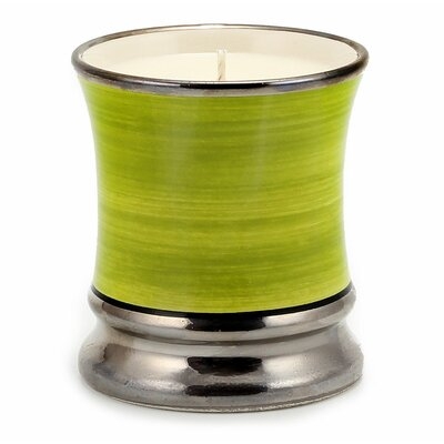Deruta Candles: Deluxe Precious Cup Candle ~ Coloris Ocra Design ~ Pure Platinum Rim - Capri Gardenia - Image 0